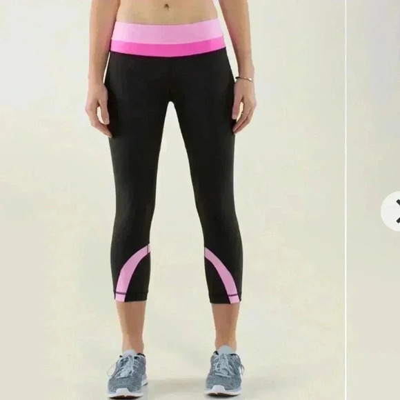 lululemon athletica Pants - Lululemon Run: Inspire Crop II *ALLUX
Wee Stripe Black Vintage Pink Pow Pink Lt